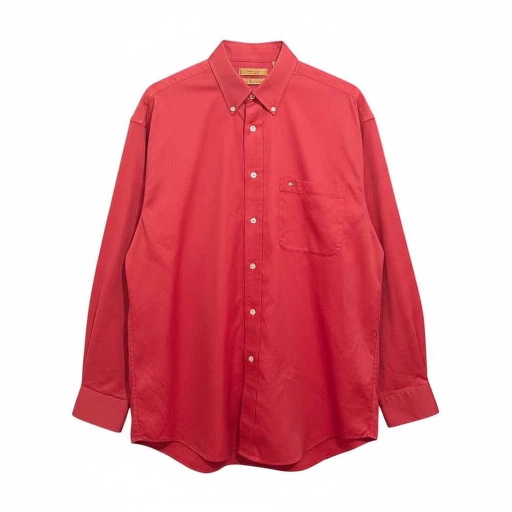 Turnbury Preppy Woven Red Non-Iron Cotton Button Down Long Sleeve Shirt Sz XL/35